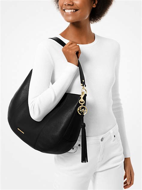 brooke large pebbled leather shoulder bag michael kors|Brooke Large Pebbled Leather Shoulder Bag .